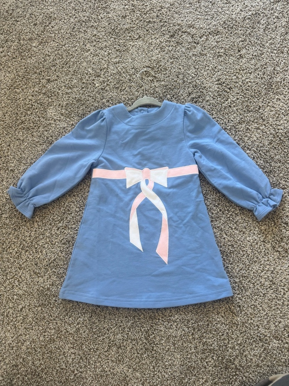 The Beaufort Bonnet Company Light Blue Dress with Pink and White Bow